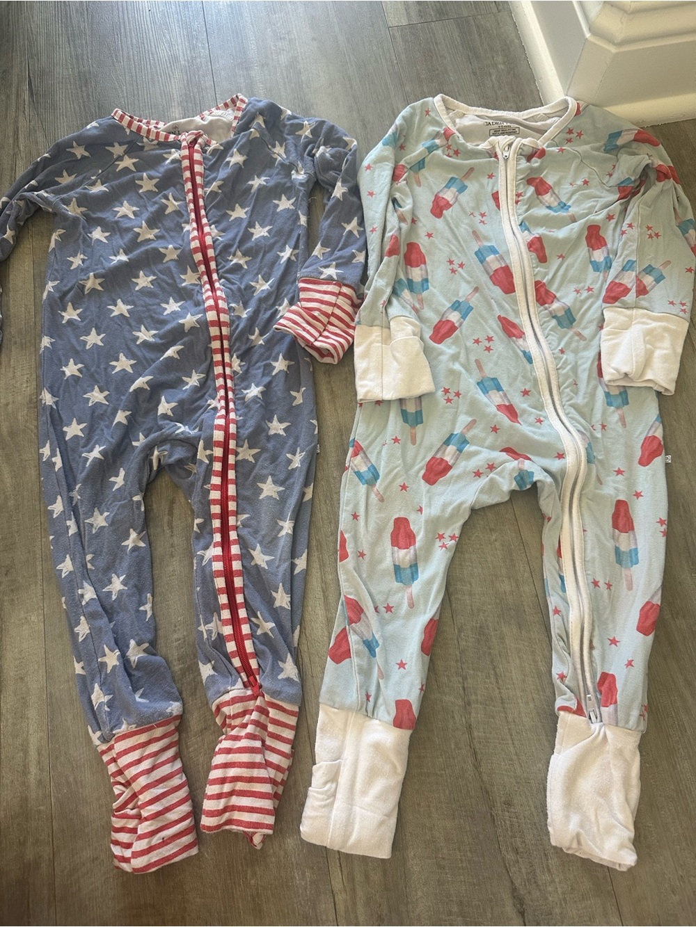 Kids One-Piece Pajama - Stars & Popsicle Print - Blue/Light Blue Caden lane 6-12